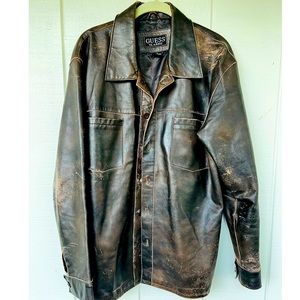SOLD❌Guess Classic Vintage GENUINE BUTTERY-SOFT Lambskin leather. Mens Small